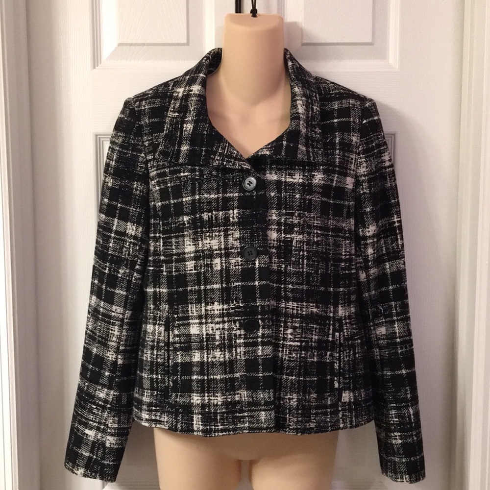 Ann Taylor Wool Blend Tweed Career Blazer Size 8P